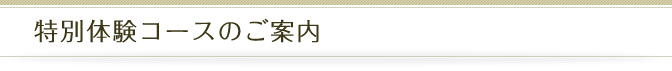 特別体験コースのご案内